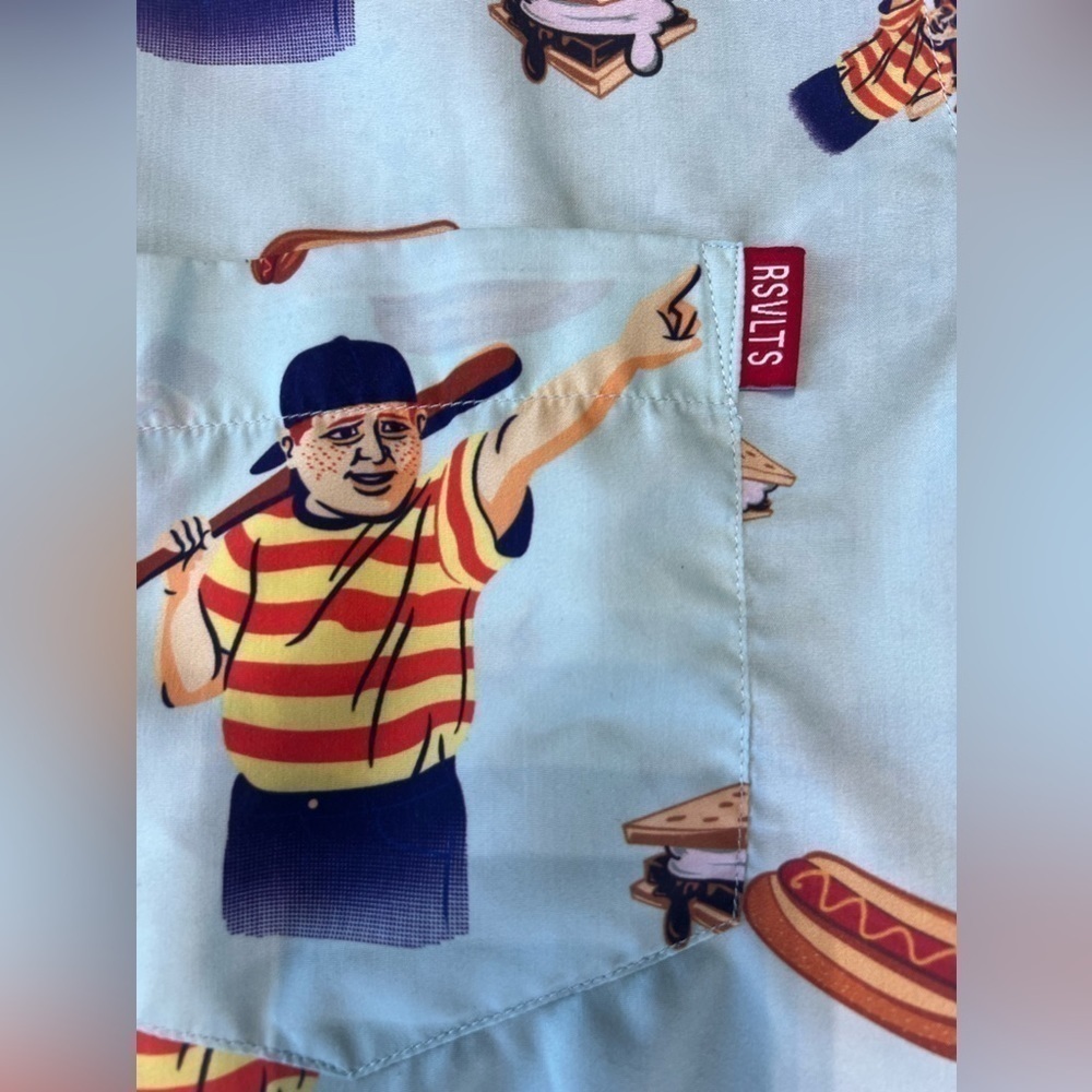 Sandlot Roosevelt Classic Button Down Baseball Theme Shirt - Picture 3 of 9